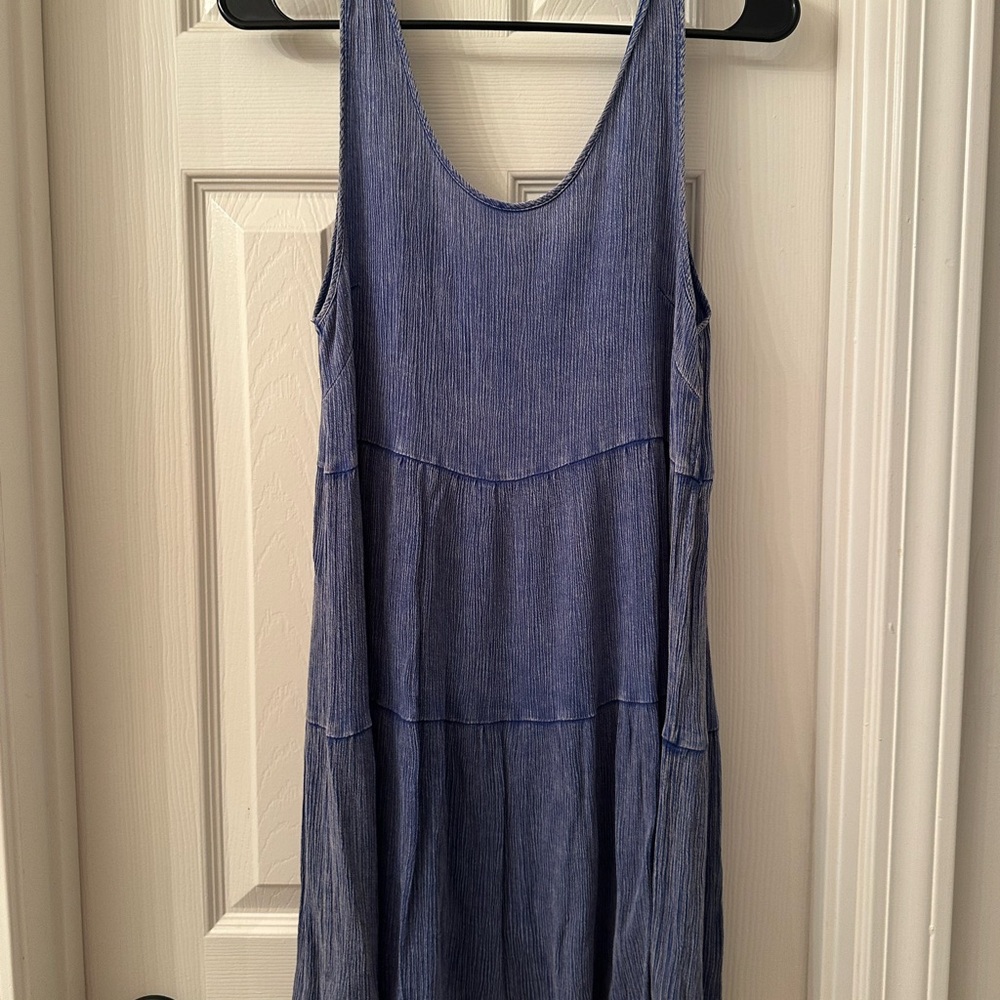 Honey Punch Blue Tiered Midi Sundress